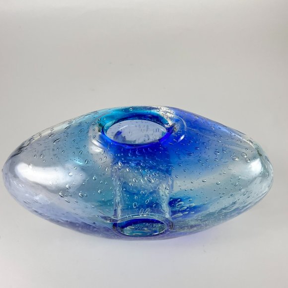 Margies Garden Vase Blue Creative Arts Hand Blown Artisan Westlake Village Cal - Picture 6 of 12
